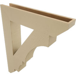 Ekena Millwork - BKTUR055X30X38BOA06RCPR - Timberthane Faux Wood Balboa Style Bracket, Slat Ends, 5 1/2"W x 30"D x 38"H, Primed Tan
