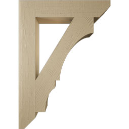 Ekena Millwork - BKTUR055X30X42BOA06RCPR - Timberthane Faux Wood Balboa Style Bracket, Slat Ends, 5 1/2"W x 30"D x 42"H, Primed Tan