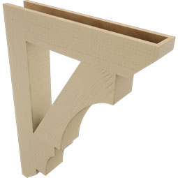 Ekena Millwork - BKTUR055X30X42BOA06RCPR - Timberthane Faux Wood Balboa Style Bracket, Slat Ends, 5 1/2"W x 30"D x 42"H, Primed Tan