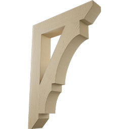 Ekena Millwork - BKTUR055X30X42BOA06RCPR - Timberthane Faux Wood Balboa Style Bracket, Slat Ends, 5 1/2"W x 30"D x 42"H, Primed Tan