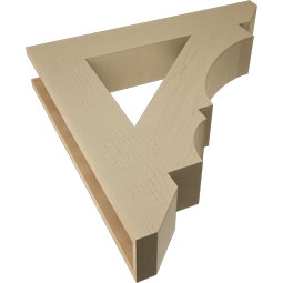 Ekena Millwork - BKTUR055X32X32BOA06RCPR - Timberthane Faux Wood Balboa Style Bracket, Slat Ends, 5 1/2"W x 32"D x 32"H, Primed Tan