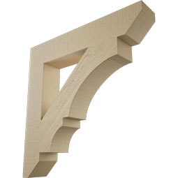 Ekena Millwork - BKTUR055X32X32BOA06RCPR - Timberthane Faux Wood Balboa Style Bracket, Slat Ends, 5 1/2"W x 32"D x 32"H, Primed Tan