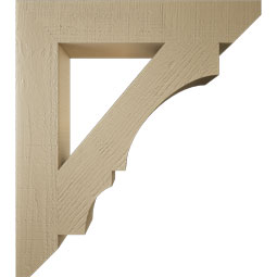 Ekena Millwork - BKTUR055X32X36BOA06RCPR - Timberthane Faux Wood Balboa Style Bracket, Slat Ends, 5 1/2"W x 32"D x 36"H, Primed Tan
