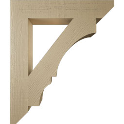 Ekena Millwork - BKTUR055X32X38BOA06RCPR - Timberthane Faux Wood Balboa Style Bracket, Slat Ends, 5 1/2"W x 32"D x 38"H, Primed Tan