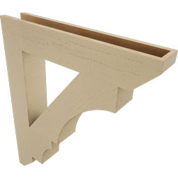 Ekena Millwork - BKTUR055X32X38BOA06RCPR - Timberthane Faux Wood Balboa Style Bracket, Slat Ends, 5 1/2"W x 32"D x 38"H, Primed Tan