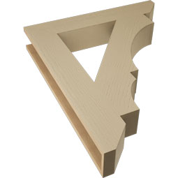 Ekena Millwork - BKTUR055X32X38BOA06RCPR - Timberthane Faux Wood Balboa Style Bracket, Slat Ends, 5 1/2"W x 32"D x 38"H, Primed Tan