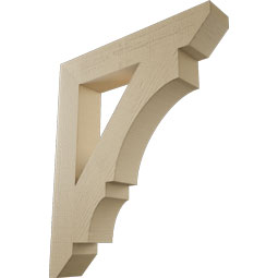 Ekena Millwork - BKTUR055X32X38BOA06RCPR - Timberthane Faux Wood Balboa Style Bracket, Slat Ends, 5 1/2"W x 32"D x 38"H, Primed Tan