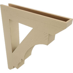 Ekena Millwork - BKTUR055X32X40BOA06RCPR - Timberthane Faux Wood Balboa Style Bracket, Slat Ends, 5 1/2"W x 32"D x 40"H, Primed Tan