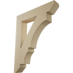Ekena Millwork - BKTUR055X32X40BOA06RCPR - Timberthane Faux Wood Balboa Style Bracket, Slat Ends, 5 1/2"W x 32"D x 40"H, Primed Tan