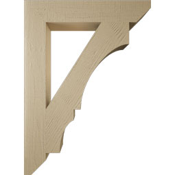 Ekena Millwork - BKTUR055X32X44BOA06RCPR - Timberthane Faux Wood Balboa Style Bracket, Slat Ends, 5 1/2"W x 32"D x 44"H, Primed Tan