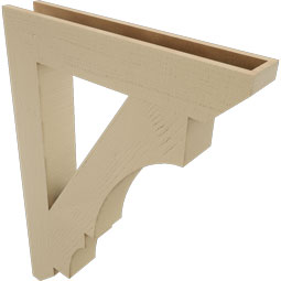 Ekena Millwork - BKTUR055X32X44BOA06RCPR - Timberthane Faux Wood Balboa Style Bracket, Slat Ends, 5 1/2"W x 32"D x 44"H, Primed Tan