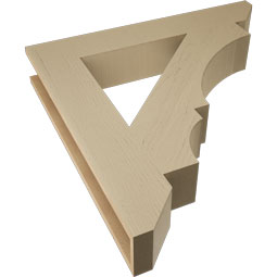 Ekena Millwork - BKTUR055X34X34BOA06RCPR - Timberthane Faux Wood Balboa Style Bracket, Slat Ends, 5 1/2"W x 34"D x 34"H, Primed Tan