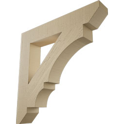 Ekena Millwork - BKTUR055X34X34BOA06RCPR - Timberthane Faux Wood Balboa Style Bracket, Slat Ends, 5 1/2"W x 34"D x 34"H, Primed Tan