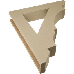 Ekena Millwork - BKTUR055X34X38BOA06RCPR - Timberthane Faux Wood Balboa Style Bracket, Slat Ends, 5 1/2"W x 34"D x 38"H, Primed Tan