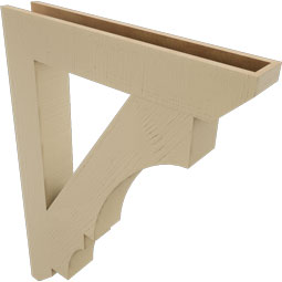 Ekena Millwork - BKTUR055X34X46BOA06RCPR - Timberthane Faux Wood Balboa Style Bracket, Slat Ends, 5 1/2"W x 34"D x 46"H, Primed Tan