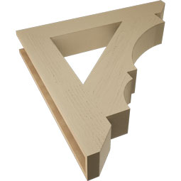 Ekena Millwork - BKTUR055X36X36BOA06RCPR - Timberthane Faux Wood Balboa Style Bracket, Slat Ends, 5 1/2"W x 36"D x 36"H, Primed Tan