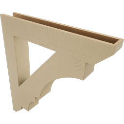 Ekena Millwork - BKTUR055X36X40BOA06RCPR - Timberthane Faux Wood Balboa Style Bracket, Slat Ends, 5 1/2"W x 36"D x 40"H, Primed Tan