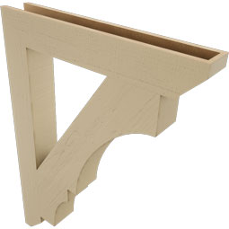 Ekena Millwork - BKTUR055X36X48BOA06RCPR - Timberthane Faux Wood Balboa Style Bracket, Slat Ends, 5 1/2"W x 36"D x 48"H, Primed Tan
