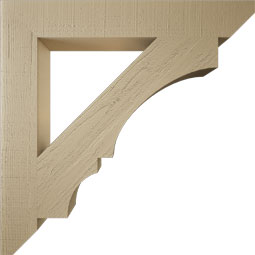 Ekena Millwork - BKTUR055X38X38BOA06RCPR - Timberthane Faux Wood Balboa Style Bracket, Slat Ends, 5 1/2"W x 38"D x 38"H, Primed Tan