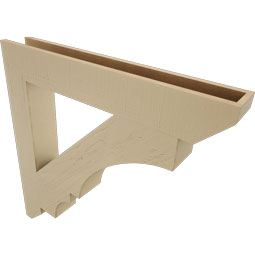 Ekena Millwork - BKTUR055X38X38BOA06RCPR - Timberthane Faux Wood Balboa Style Bracket, Slat Ends, 5 1/2"W x 38"D x 38"H, Primed Tan