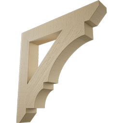 Ekena Millwork - BKTUR055X38X38BOA06RCPR - Timberthane Faux Wood Balboa Style Bracket, Slat Ends, 5 1/2"W x 38"D x 38"H, Primed Tan