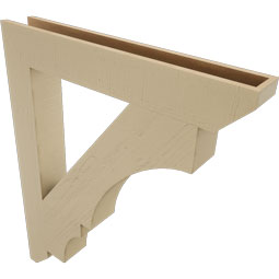 Ekena Millwork - BKTUR055X38X46BOA06RCPR - Timberthane Faux Wood Balboa Style Bracket, Slat Ends, 5 1/2"W x 38"D x 46"H, Primed Tan
