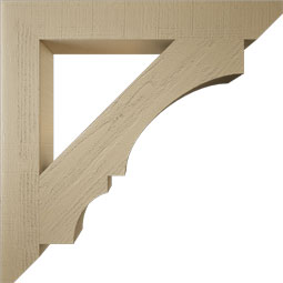 Ekena Millwork - BKTUR055X40X40BOA06RCPR - Timberthane Faux Wood Balboa Style Bracket, Slat Ends, 5 1/2"W x 40"D x 40"H, Primed Tan