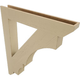 Ekena Millwork - BKTUR055X40X48BOA06RCPR - Timberthane Faux Wood Balboa Style Bracket, Slat Ends, 5 1/2"W x 40"D x 48"H, Primed Tan