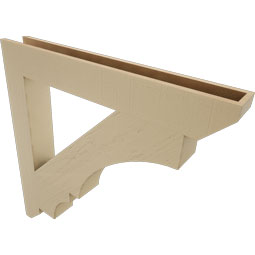 Ekena Millwork - BKTUR055X42X42BOA06RCPR - Timberthane Faux Wood Balboa Style Bracket, Slat Ends, 5 1/2"W x 42"D x 42"H, Primed Tan
