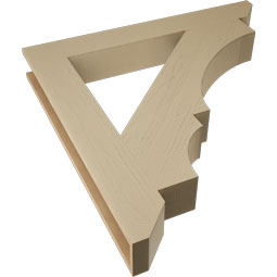 Ekena Millwork - BKTUR055X42X42BOA06RCPR - Timberthane Faux Wood Balboa Style Bracket, Slat Ends, 5 1/2"W x 42"D x 42"H, Primed Tan