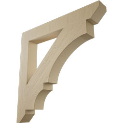 Ekena Millwork - BKTUR055X42X42BOA06RCPR - Timberthane Faux Wood Balboa Style Bracket, Slat Ends, 5 1/2"W x 42"D x 42"H, Primed Tan