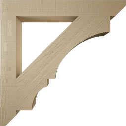 Ekena Millwork - BKTUR055X44X44BOA06RCPR - Timberthane Faux Wood Balboa Style Bracket, Slat Ends, 5 1/2"W x 44"D x 44"H, Primed Tan