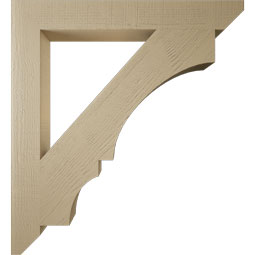 Ekena Millwork - BKTUR055X44X48BOA06RCPR - Timberthane Faux Wood Balboa Style Bracket, Slat Ends, 5 1/2"W x 44"D x 48"H, Primed Tan