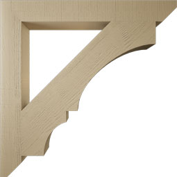 Ekena Millwork - BKTUR055X46X46BOA06RCPR - Timberthane Faux Wood Balboa Style Bracket, Slat Ends, 5 1/2"W x 46"D x 46"H, Primed Tan