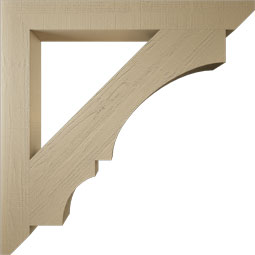 Ekena Millwork - BKTUR055X48X48BOA06RCPR - Timberthane Faux Wood Balboa Style Bracket, Slat Ends, 5 1/2"W x 48"D x 48"H, Primed Tan
