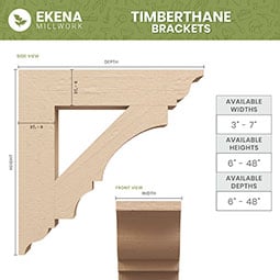 Ekena Millwork - BKTUROBOA22 - Timberthane Rough Cedar Faux Wood Balboa Slat Bracket w/ Offset Brace