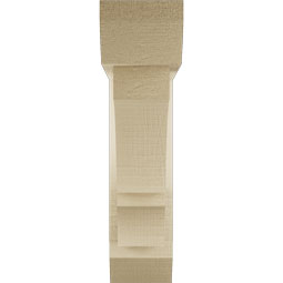 Ekena Millwork - BKTUR0352X14X14BOA06RCPR - Timberthane Faux Wood Balboa Style Bracket w/ Offset Brace, Slat Ends, 3 1/2"W x 14"D x 14"H, Primed Tan