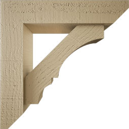 Ekena Millwork - BKTUR0352X14X14BOA06RCPR - Timberthane Faux Wood Balboa Style Bracket w/ Offset Brace, Slat Ends, 3 1/2"W x 14"D x 14"H, Primed Tan