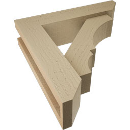 Ekena Millwork - BKTUR0352X14X14BOA06RCPR - Timberthane Faux Wood Balboa Style Bracket w/ Offset Brace, Slat Ends, 3 1/2"W x 14"D x 14"H, Primed Tan