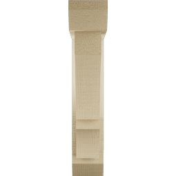 Ekena Millwork - BKTUR0352X14X18BOA06RCPR - Timberthane Faux Wood Balboa Style Bracket w/ Offset Brace, Slat Ends, 3 1/2"W x 14"D x 18"H, Primed Tan