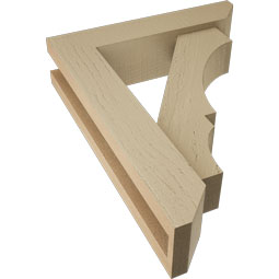 Ekena Millwork - BKTUR0352X14X18BOA06RCPR - Timberthane Faux Wood Balboa Style Bracket w/ Offset Brace, Slat Ends, 3 1/2"W x 14"D x 18"H, Primed Tan