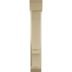 Ekena Millwork - BKTUR0352X14X22BOA06RCPR - Timberthane Faux Wood Balboa Style Bracket w/ Offset Brace, Slat Ends, 3 1/2"W x 14"D x 22"H, Primed Tan