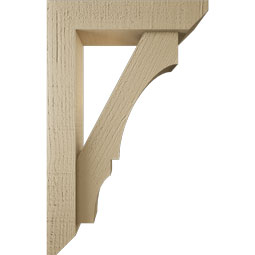 Ekena Millwork - BKTUR0352X14X22BOA06RCPR - Timberthane Faux Wood Balboa Style Bracket w/ Offset Brace, Slat Ends, 3 1/2"W x 14"D x 22"H, Primed Tan