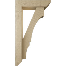 Ekena Millwork - BKTUR0352X14X26BOA06RCPR - Timberthane Faux Wood Balboa Style Bracket w/ Offset Brace, Slat Ends, 3 1/2"W x 14"D x 26"H, Primed Tan