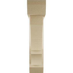 Ekena Millwork - BKTUR0352X16X16BOA06RCPR - Timberthane Faux Wood Balboa Style Bracket w/ Offset Brace, Slat Ends, 3 1/2"W x 16"D x 16"H, Primed Tan