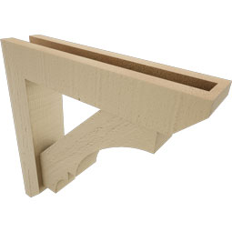Ekena Millwork - BKTUR0352X16X16BOA06RCPR - Timberthane Faux Wood Balboa Style Bracket w/ Offset Brace, Slat Ends, 3 1/2"W x 16"D x 16"H, Primed Tan