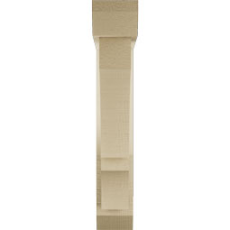 Ekena Millwork - BKTUR0352X16X20BOA06RCPR - Timberthane Faux Wood Balboa Style Bracket w/ Offset Brace, Slat Ends, 3 1/2"W x 16"D x 20"H, Primed Tan