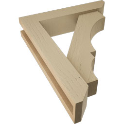 Ekena Millwork - BKTUR0352X16X20BOA06RCPR - Timberthane Faux Wood Balboa Style Bracket w/ Offset Brace, Slat Ends, 3 1/2"W x 16"D x 20"H, Primed Tan
