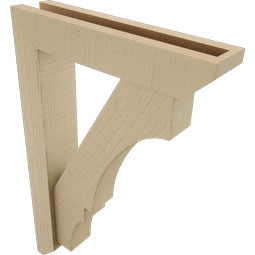 Ekena Millwork - BKTUR0352X16X24BOA06RCPR - Timberthane Faux Wood Balboa Style Bracket w/ Offset Brace, Slat Ends, 3 1/2"W x 16"D x 24"H, Primed Tan