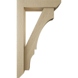 Ekena Millwork - BKTUR0352X16X28BOA06RCPR - Timberthane Faux Wood Balboa Style Bracket w/ Offset Brace, Slat Ends, 3 1/2"W x 16"D x 28"H, Primed Tan